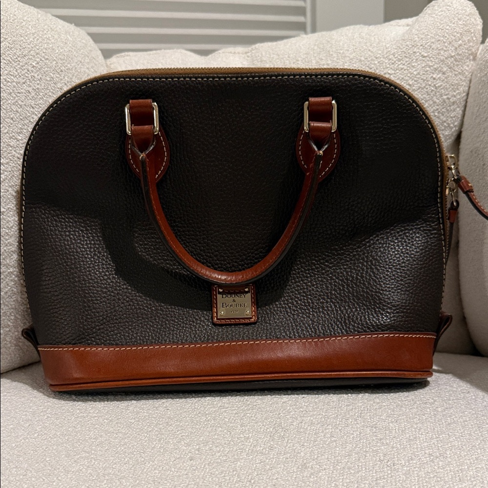 Dooney & Bourke Black and Tan Leather Satchel